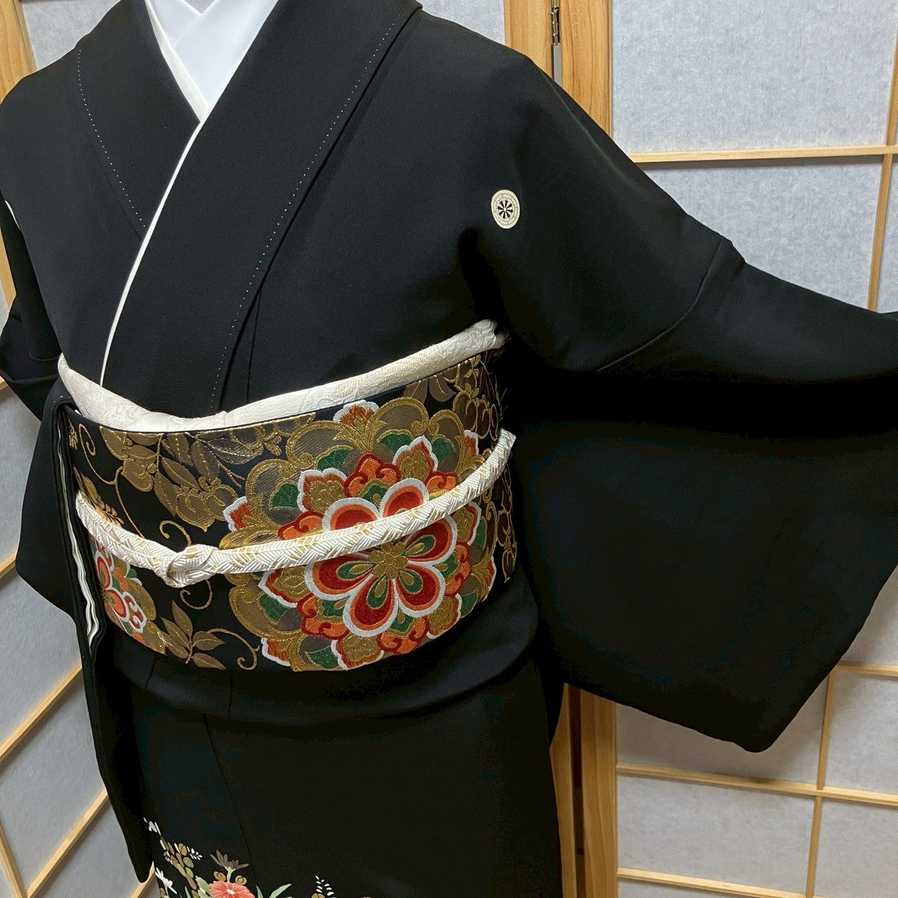 8195# Japanese Tomesode Kimono Vintage Womens Silk Fabric Robe Kimono only sold