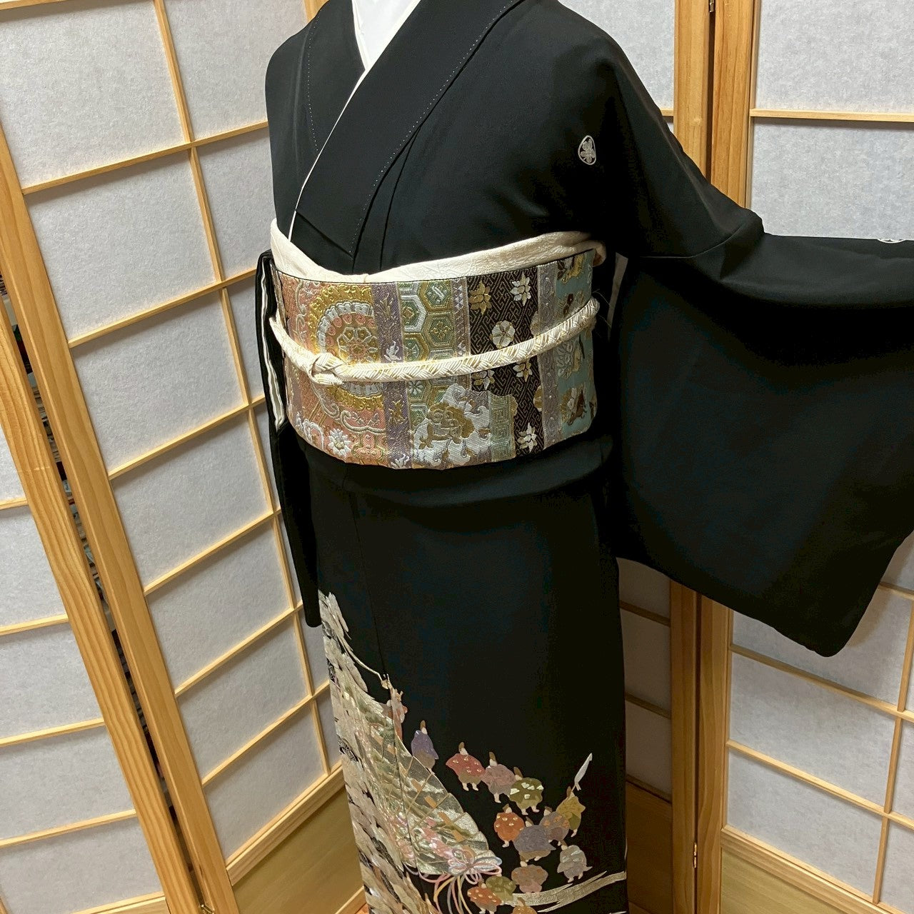 8185# Japanese Tomesode Kimono Vintage Womens Silk Fabric Robe Kimono only sold