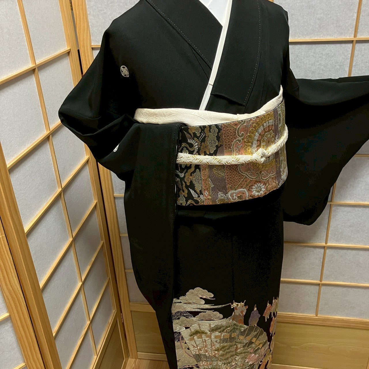 8185# Japanese Tomesode Kimono Vintage Womens Silk Fabric Robe Kimono only sold