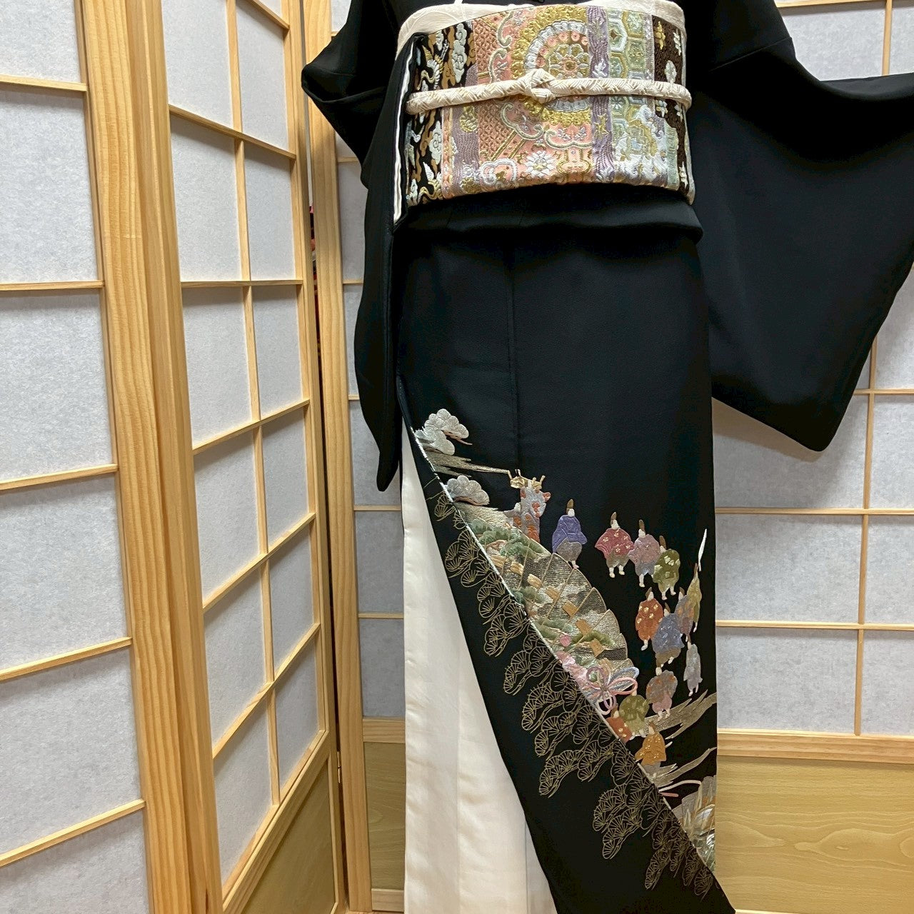 8185# Japanese Tomesode Kimono Vintage Womens Silk Fabric Robe Kimono only sold