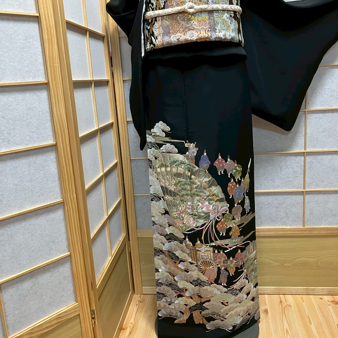 8185# Japanese Tomesode Kimono Vintage Womens Silk Fabric Robe Kimono only sold