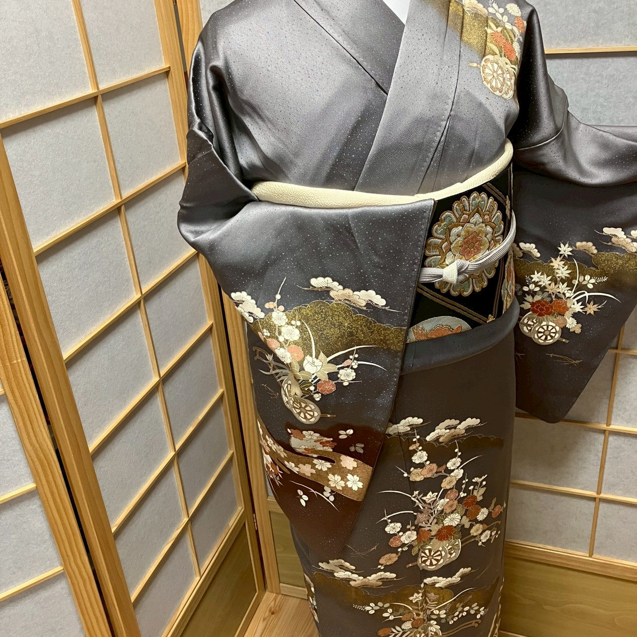 8187# Japanese Kimono Vintage Womens Silk Fabric Robe Kimono only sold