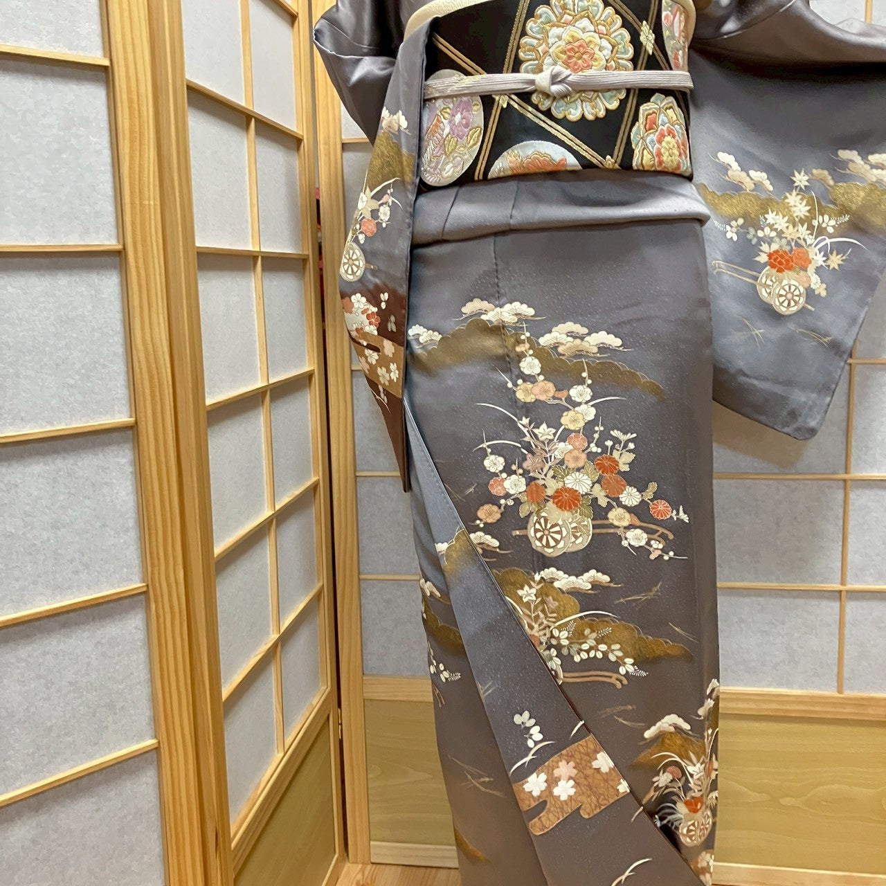 8187# Japanese Kimono Vintage Womens Silk Fabric Robe Kimono only sold