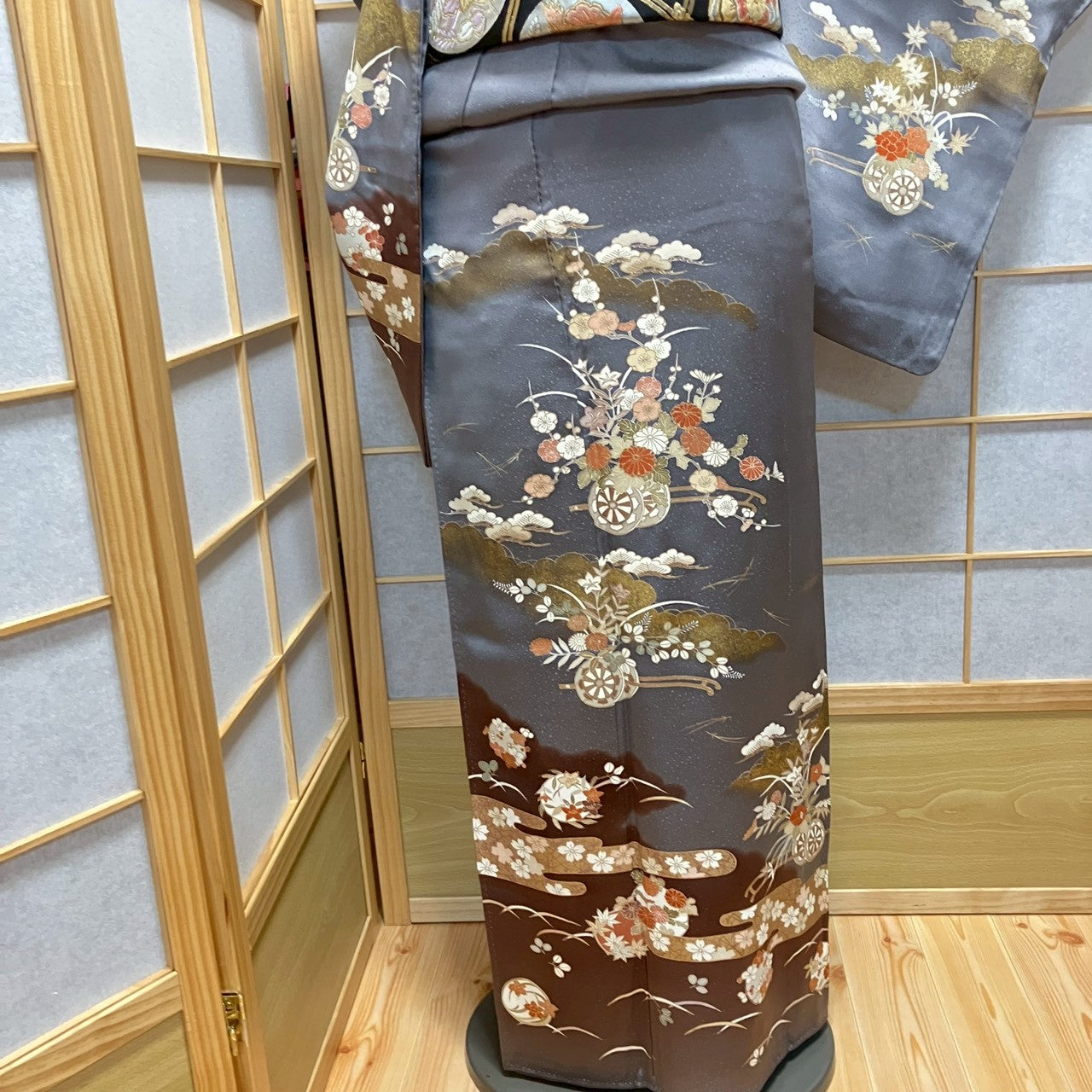 8187# Japanese Kimono Vintage Womens Silk Fabric Robe Kimono only sold