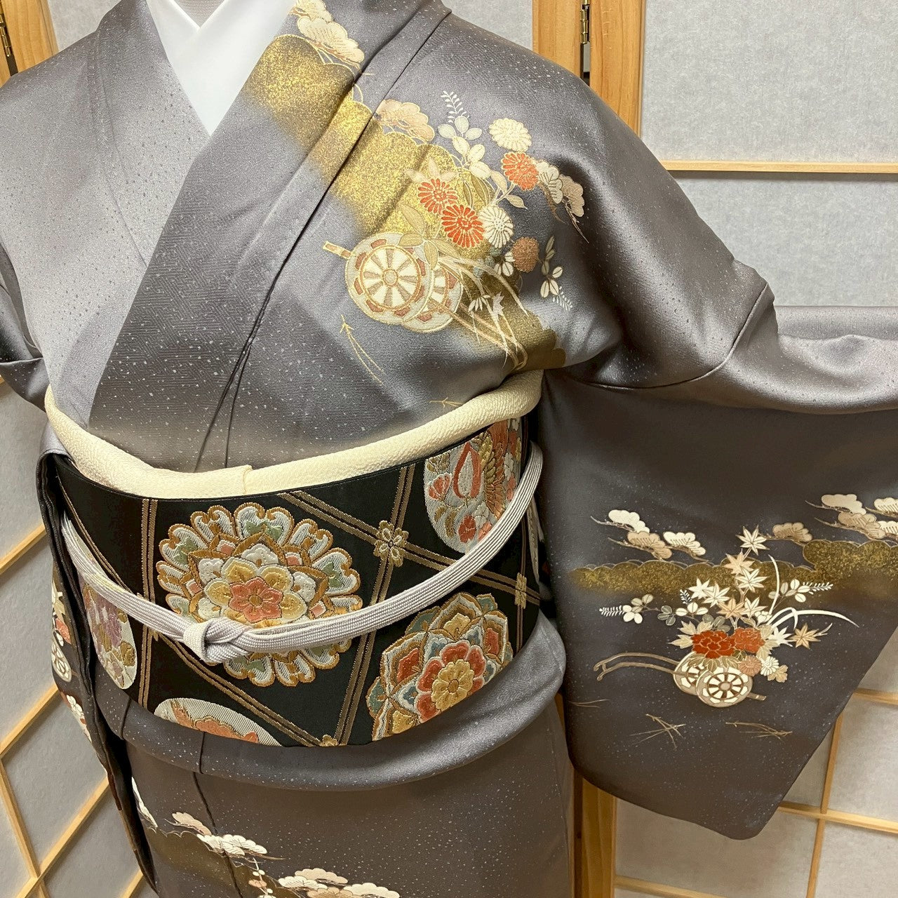 8187# Japanese Kimono Vintage Womens Silk Fabric Robe Kimono only sold