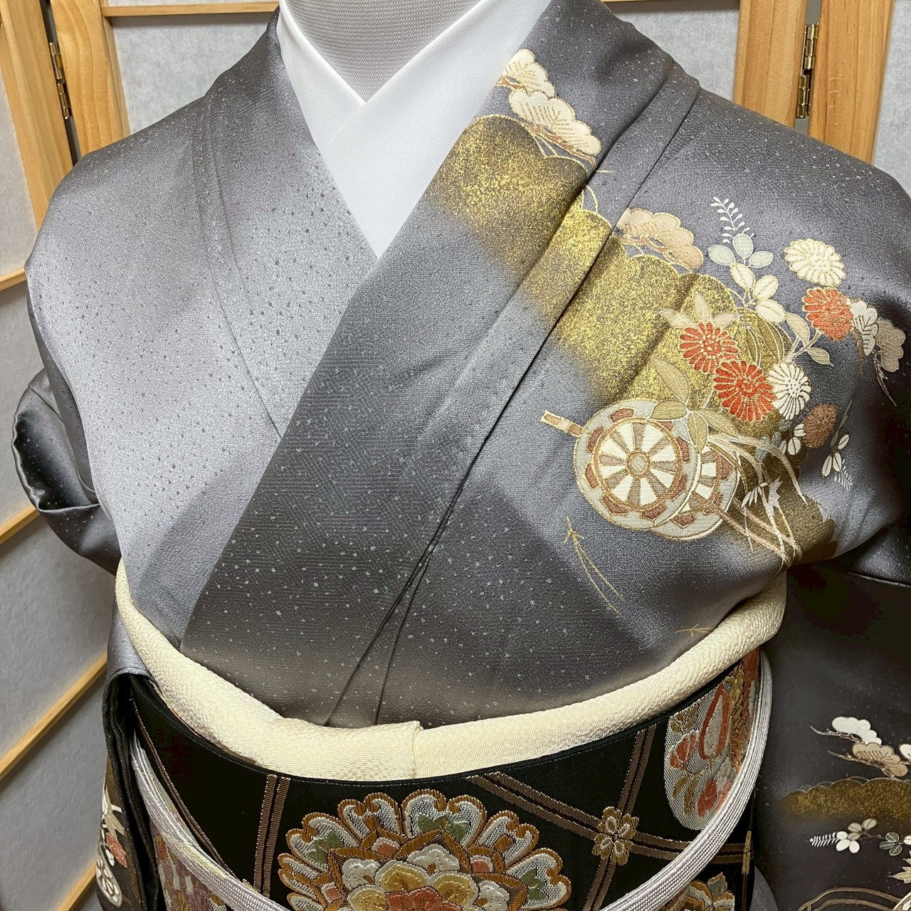 8187# Japanese Kimono Vintage Womens Silk Fabric Robe Kimono only sold
