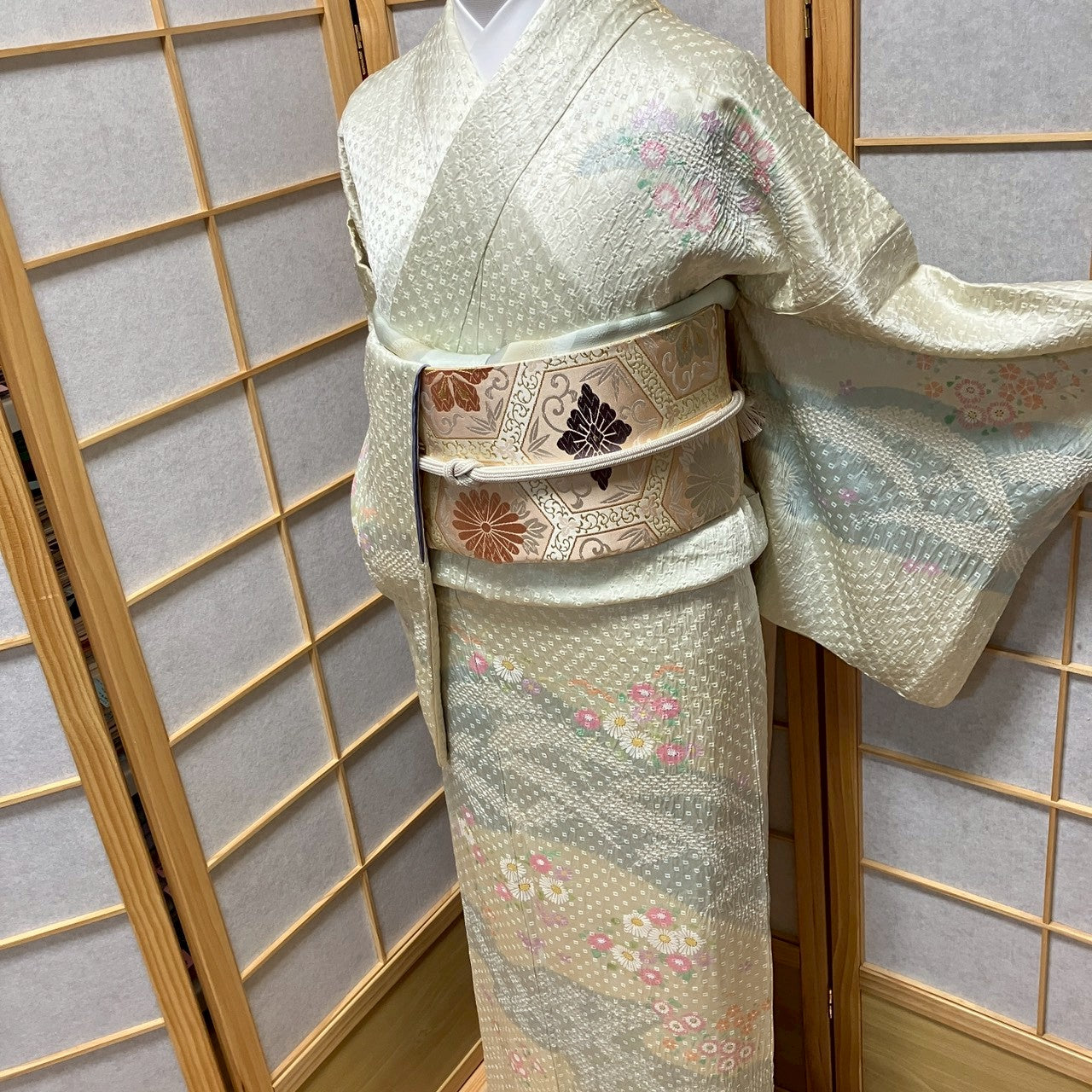 8188# Japanese Kimono Vintage Womens Silk Fabric Robe Kimono only sold Shibori