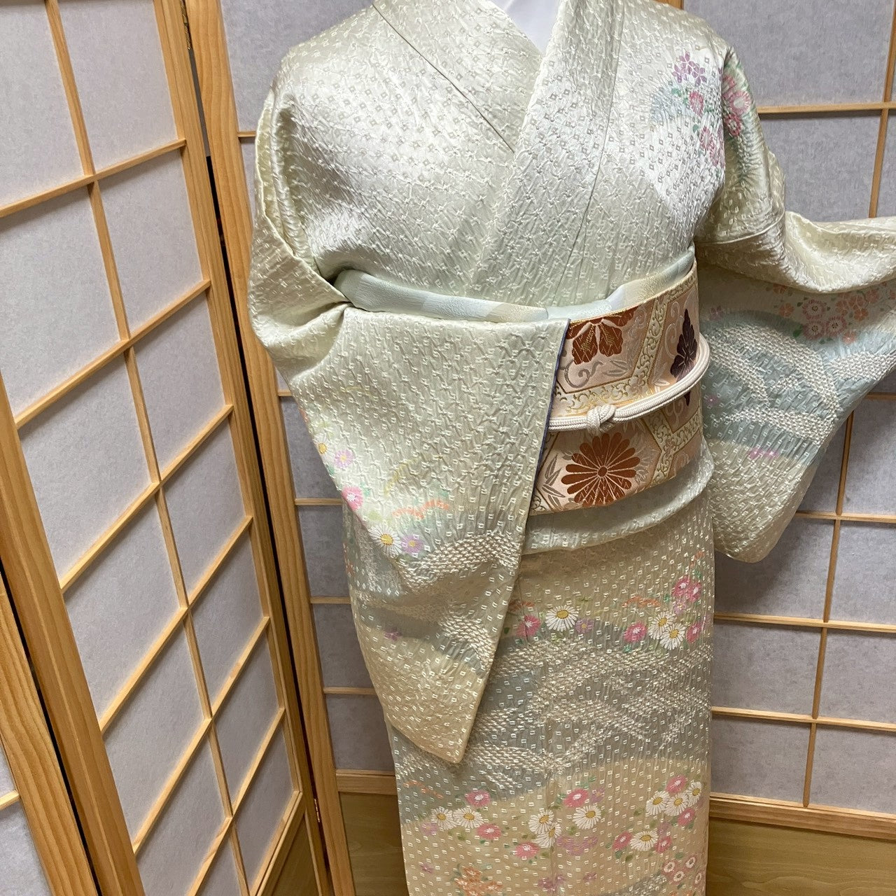 8188# Japanese Kimono Vintage Womens Silk Fabric Robe Kimono only sold Shibori