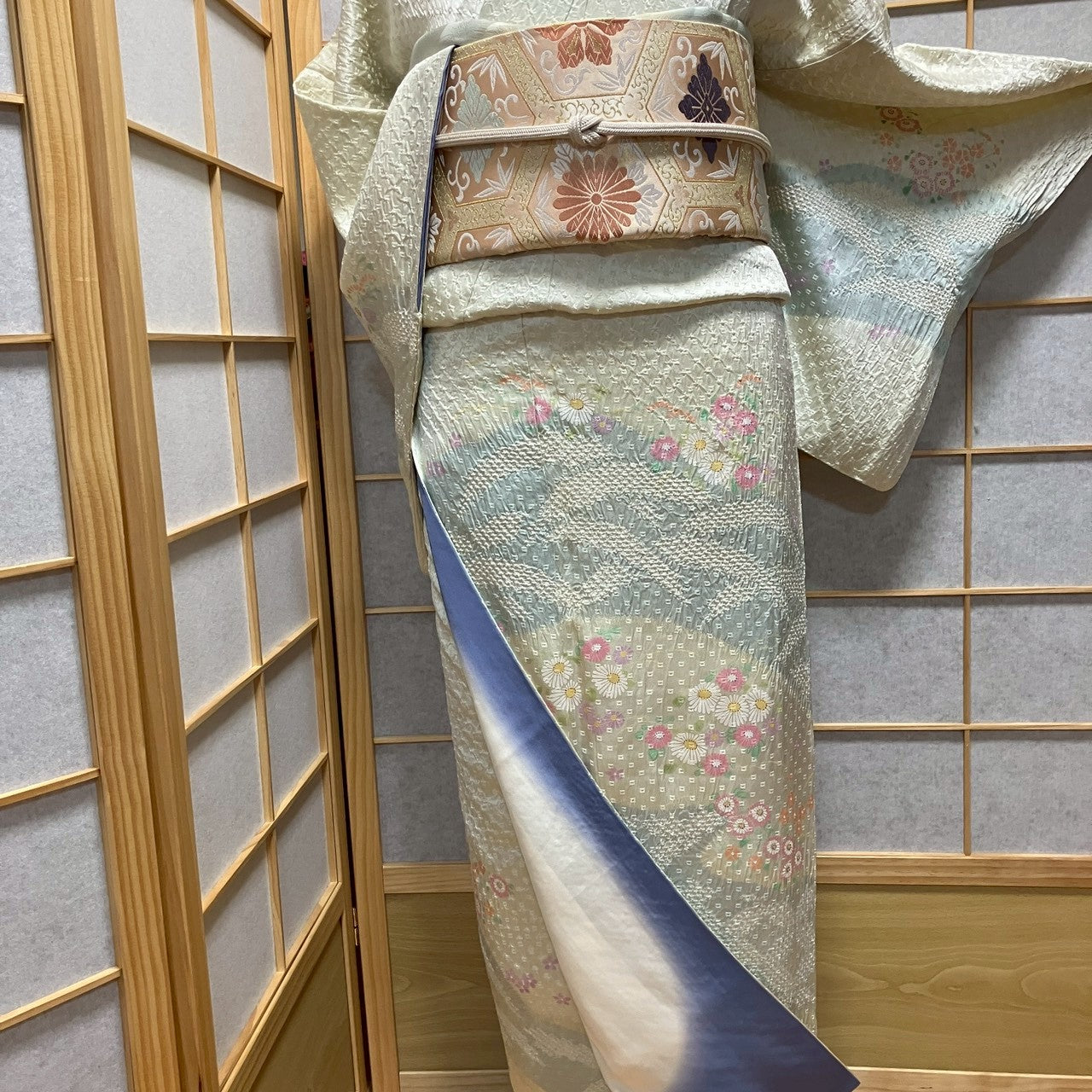 8188# Japanese Kimono Vintage Womens Silk Fabric Robe Kimono only sold Shibori