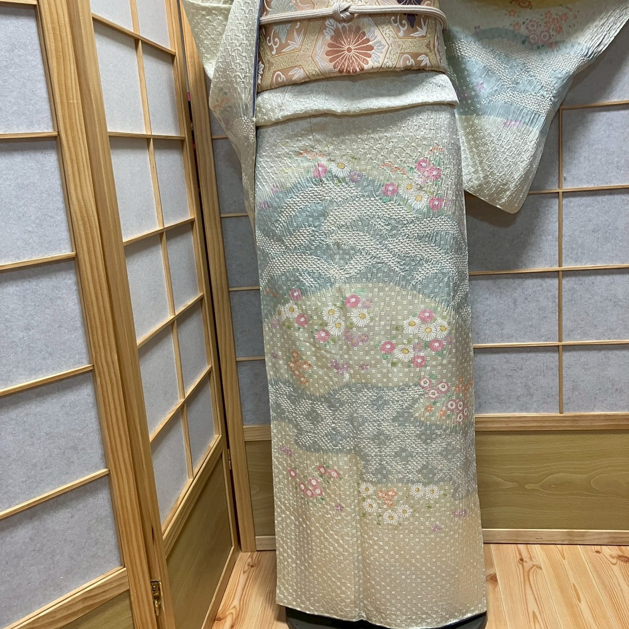 8188# Japanese Kimono Vintage Womens Silk Fabric Robe Kimono only sold Shibori