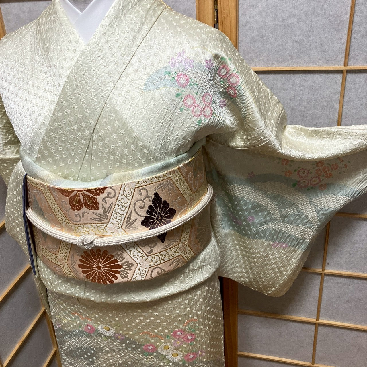 8188# Japanese Kimono Vintage Womens Silk Fabric Robe Kimono only sold Shibori