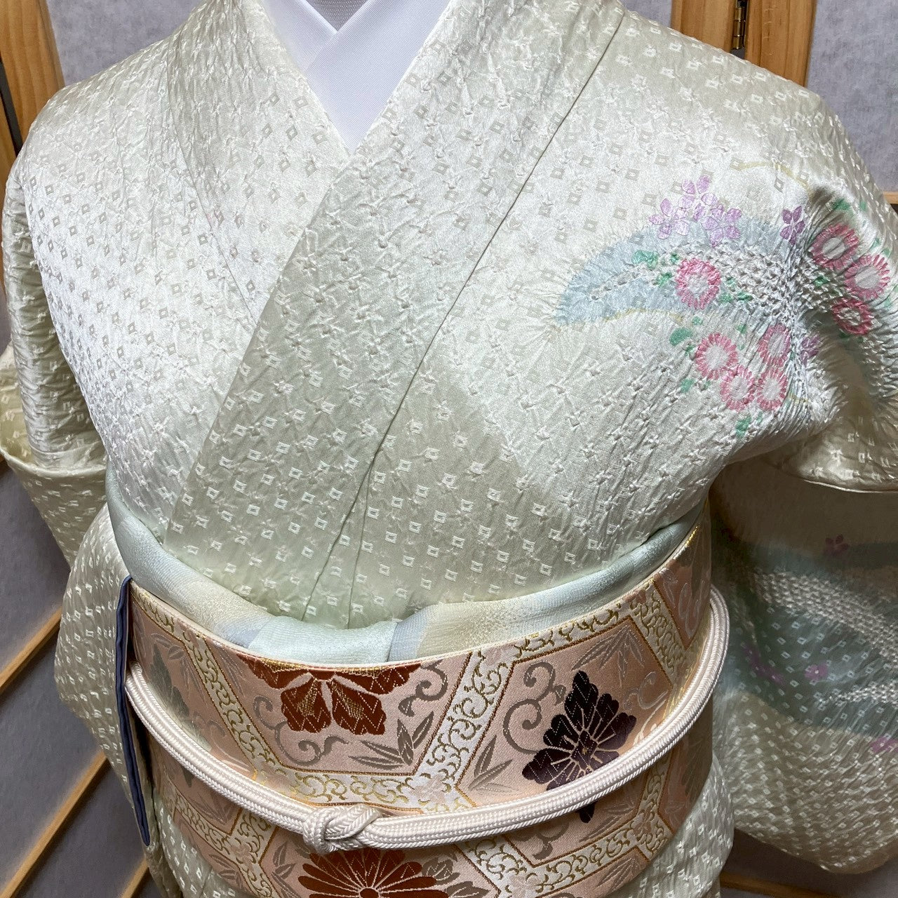 8188# Japanese Kimono Vintage Womens Silk Fabric Robe Kimono only sold Shibori