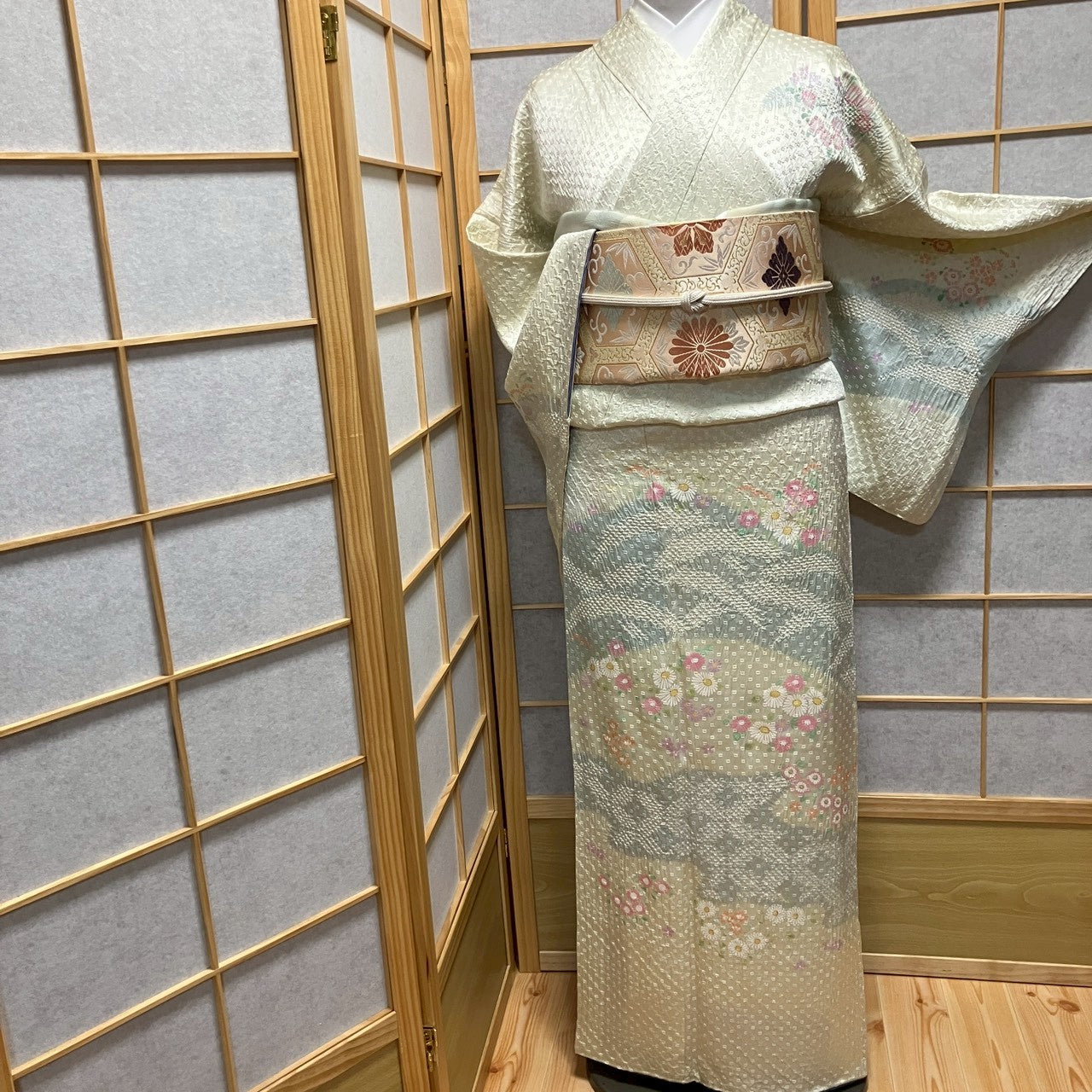 8188# Japanese Kimono Vintage Womens Silk Fabric Robe Kimono only sold Shibori