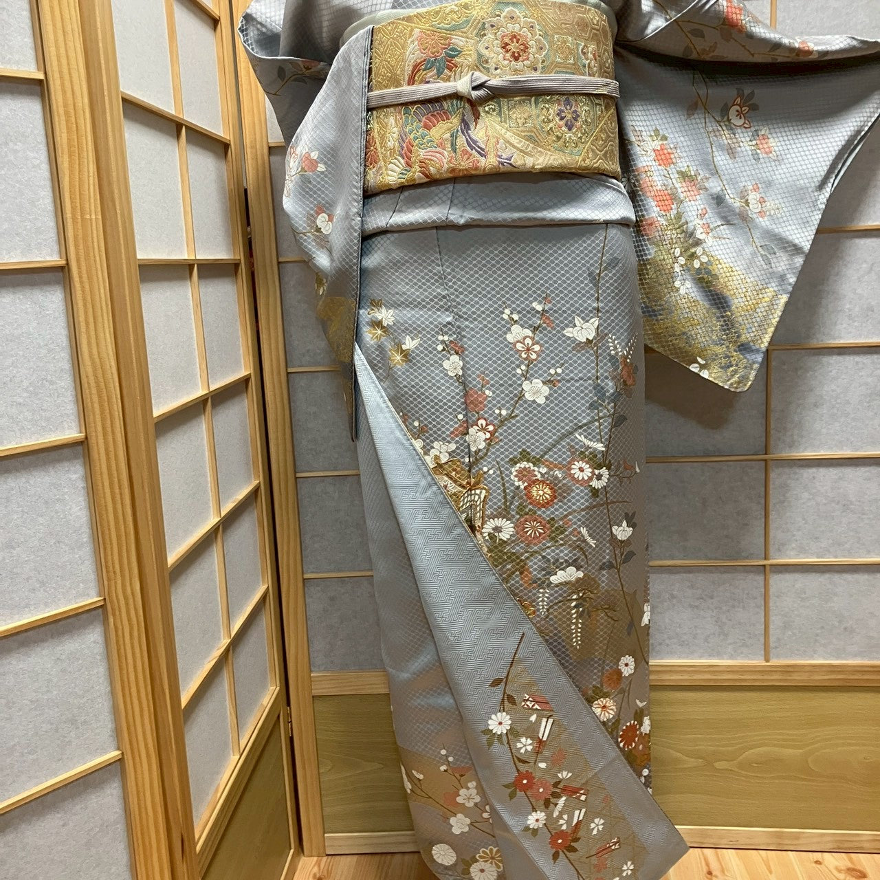 8189# Japanese Kimono Vintage Womens Silk Fabric Robe Kimono only sold