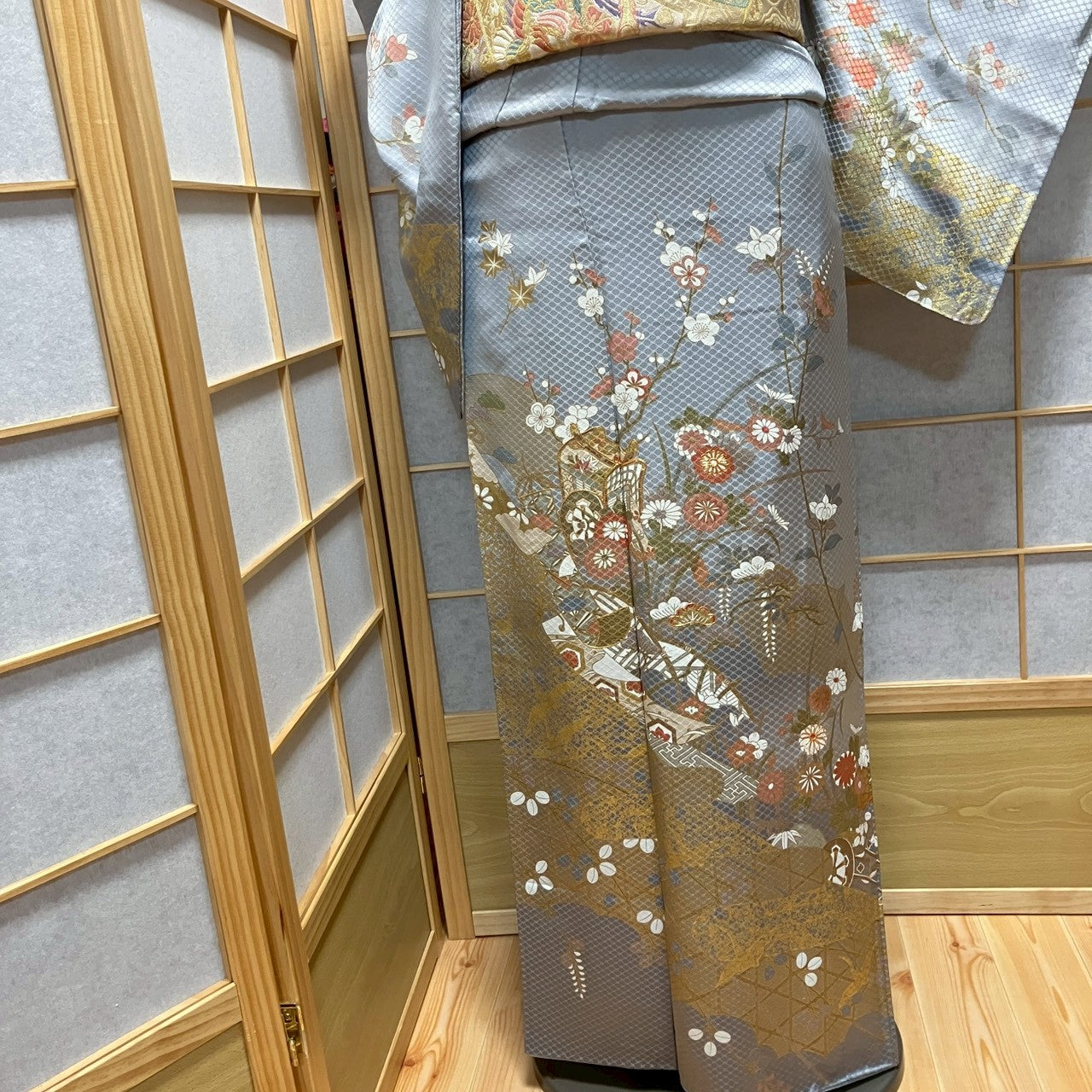 8189# Japanese Kimono Vintage Womens Silk Fabric Robe Kimono only sold