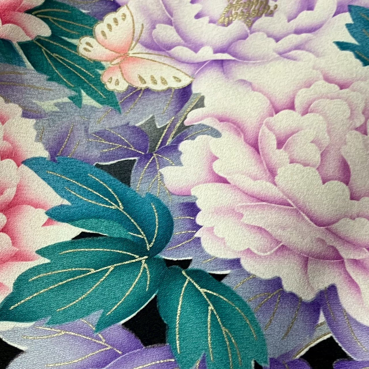 8183# Japanese Vintage Furisode Kimono Obi Obijime Obiage 4-Piece Set Silk Robe