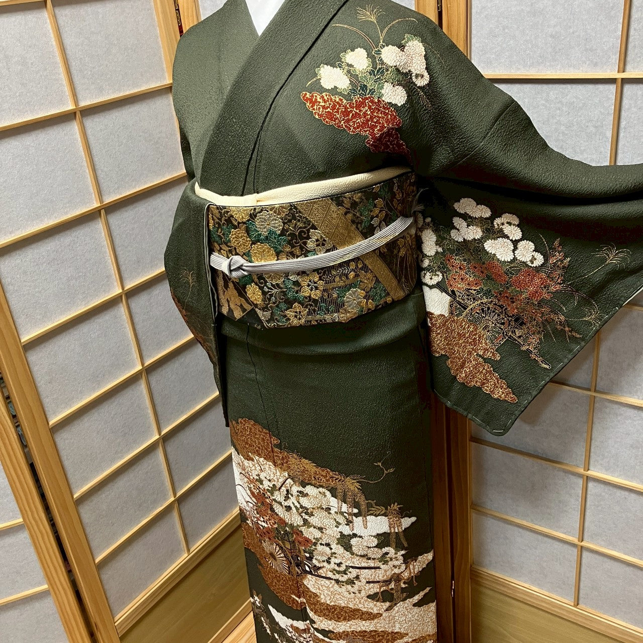 8190# Japanese Kimono Vintage Womens Silk Fabric Robe Kimono only sold