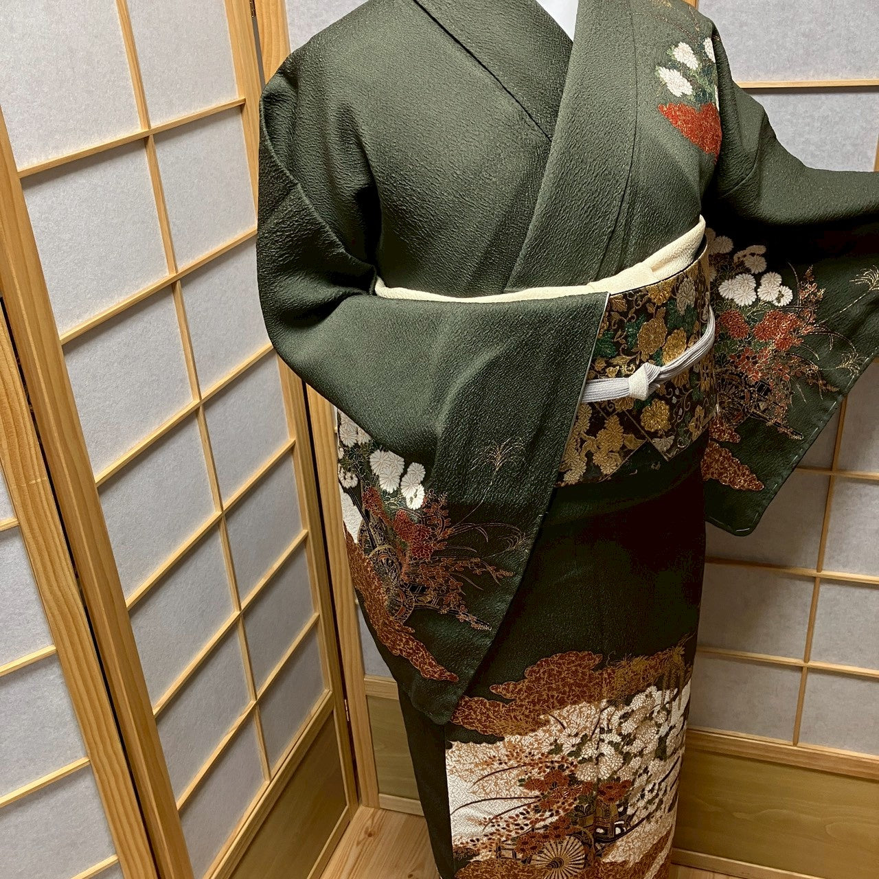 8190# Japanese Kimono Vintage Womens Silk Fabric Robe Kimono only sold