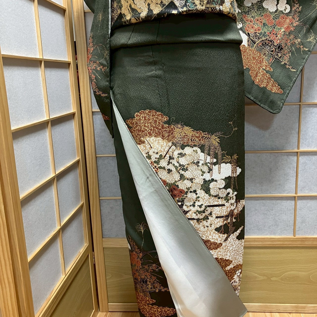 8190# Japanese Kimono Vintage Womens Silk Fabric Robe Kimono only sold