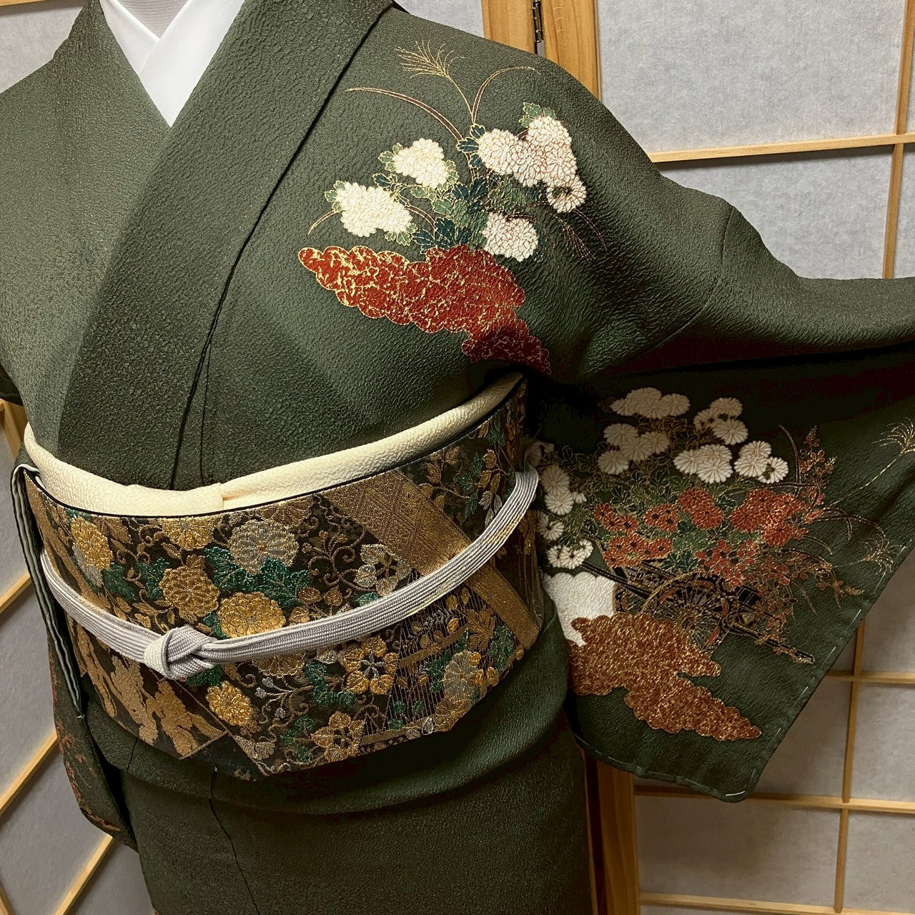 8190# Japanese Kimono Vintage Womens Silk Fabric Robe Kimono only sold
