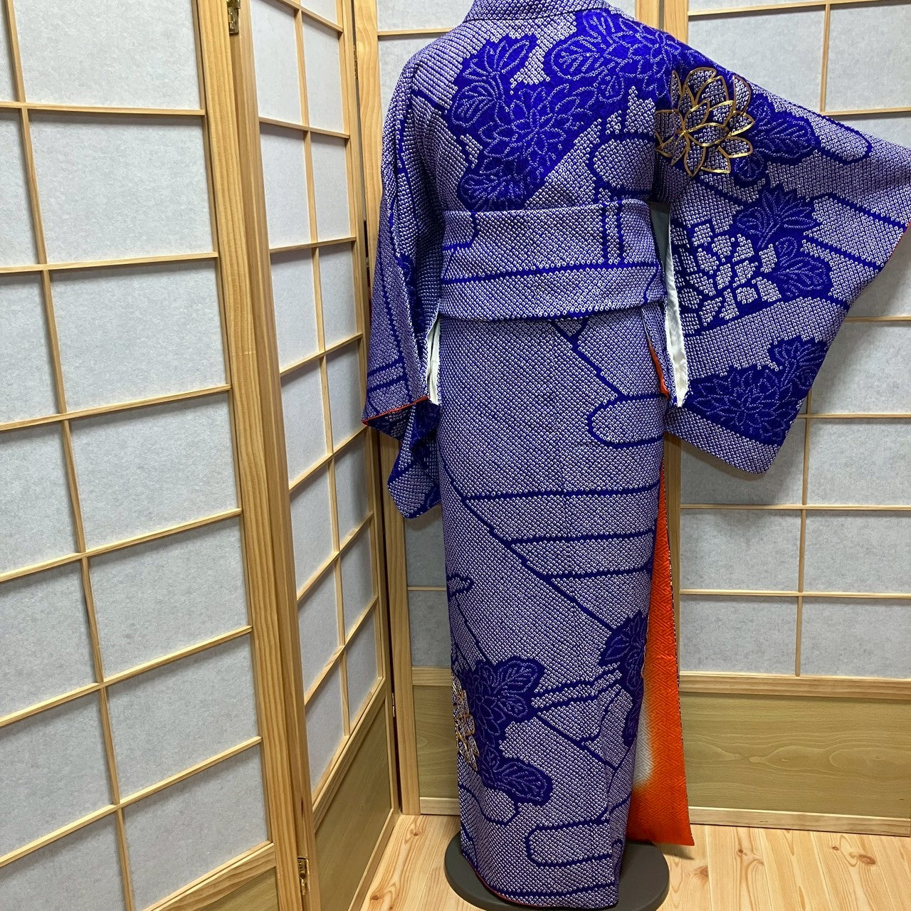 8191# Japanese Kimono Vintage Womens Silk Fabric Robe Kimono only sold Shibori