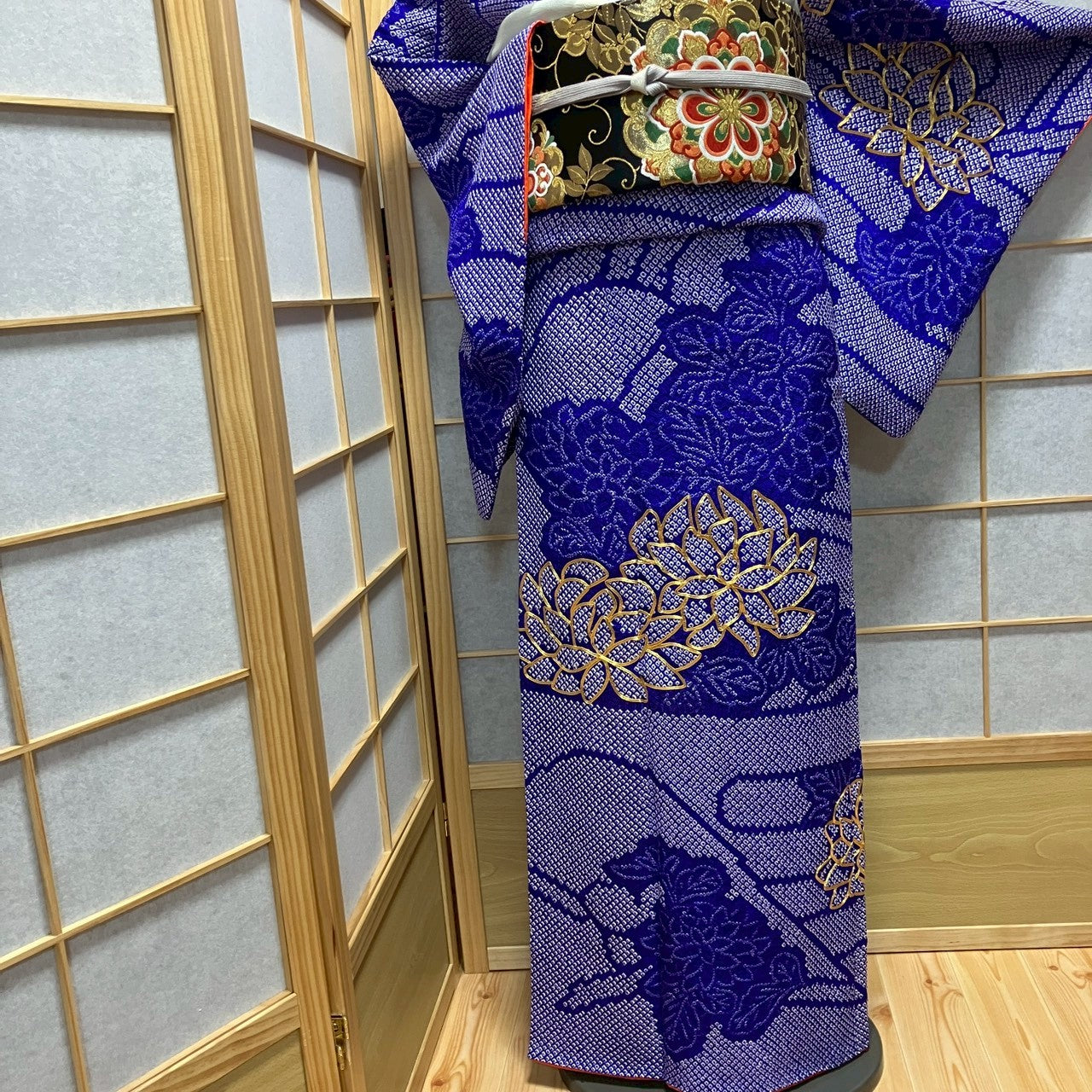 8191# Japanese Kimono Vintage Womens Silk Fabric Robe Kimono only sold Shibori