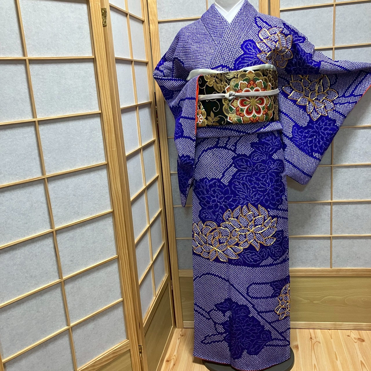 8191# Japanese Kimono Vintage Womens Silk Fabric Robe Kimono only sold Shibori