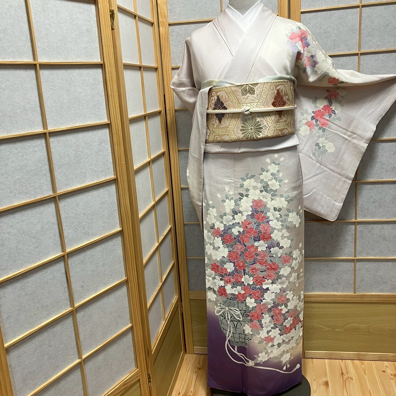 8455# Japanese Kimono Vintage Womens Silk Fabric Robe Kimono only sold