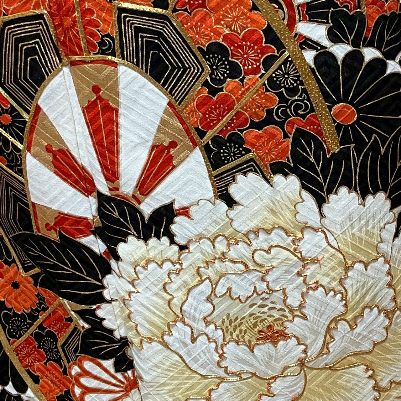 8456# Japanese Vintage Furisode Kimono Obi Obijime Obiage 4-Piece Set Silk Robe