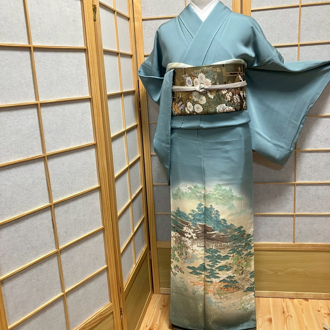 8457# Japanese Tomesode Kimono Vintage Womens Silk Fabric Robe Kimono only sold