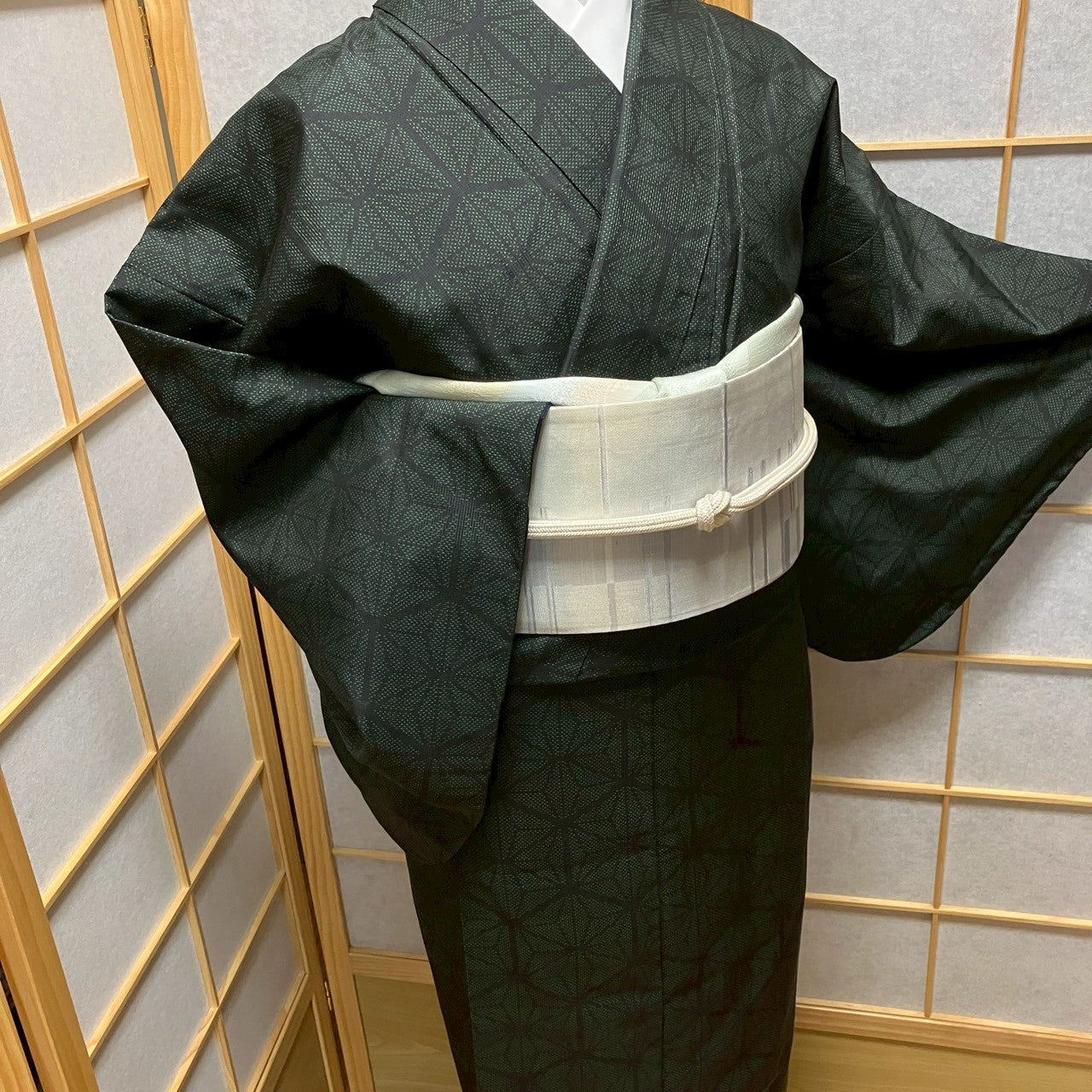 8458# Japanese Kimono Vintage Womens Silk Pongee Fabric Robe Kimono only sold