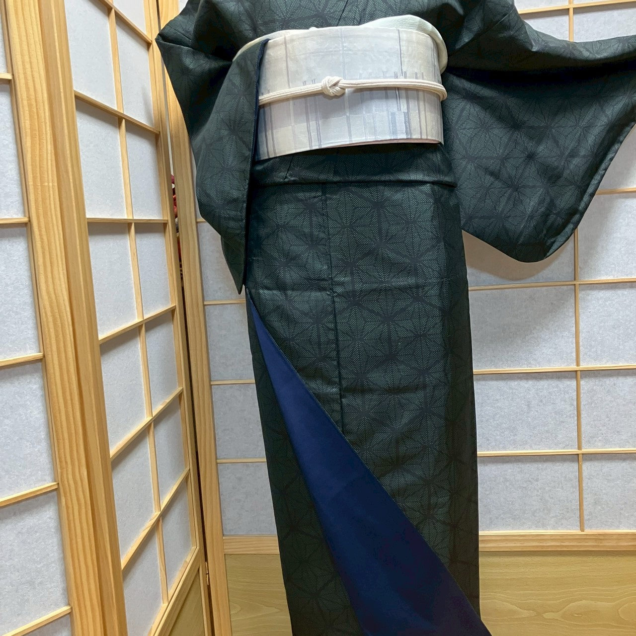 8458# Japanese Kimono Vintage Womens Silk Pongee Fabric Robe Kimono only sold