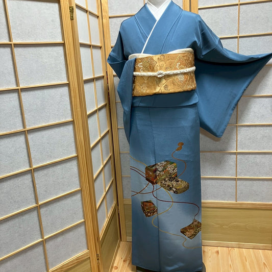 8459# Japanese Tomesode Kimono Vintage Womens Silk Fabric Robe Kimono only sold