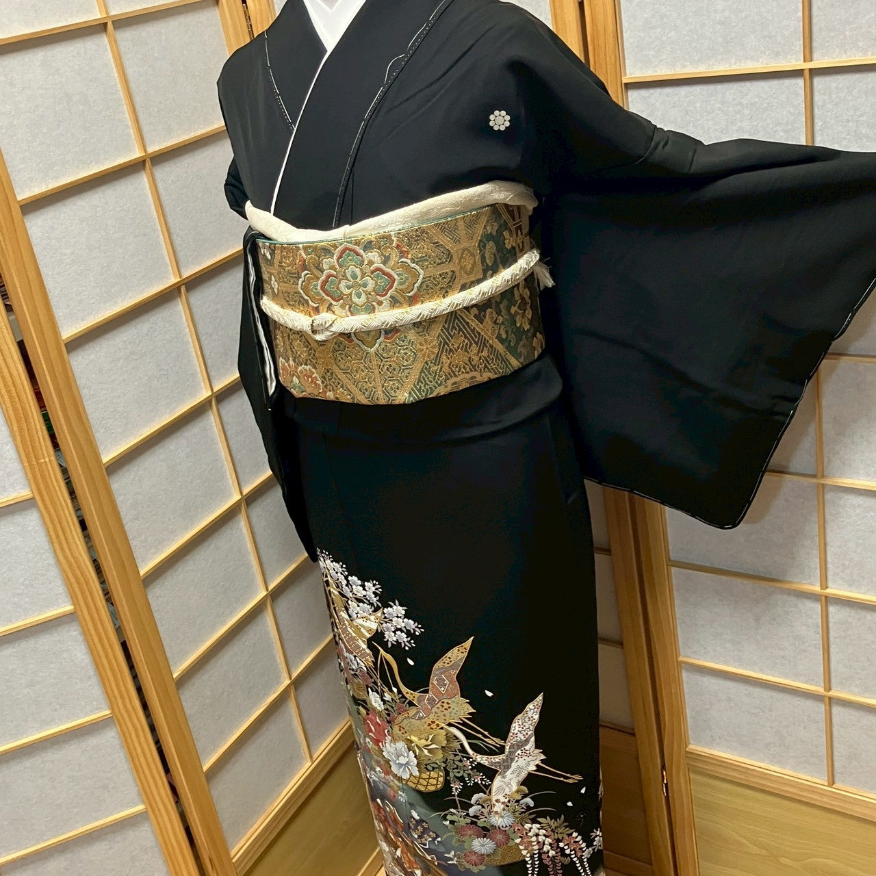 8460# Japanese Tomesode Kimono Vintage Womens Silk Fabric Robe Kimono only sold