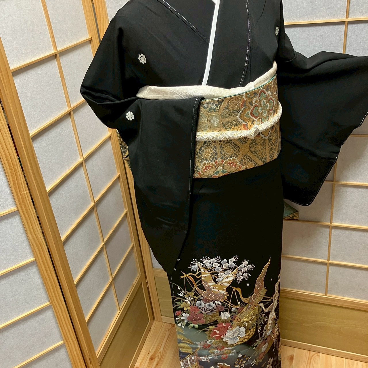 8460# Japanese Tomesode Kimono Vintage Womens Silk Fabric Robe Kimono only sold