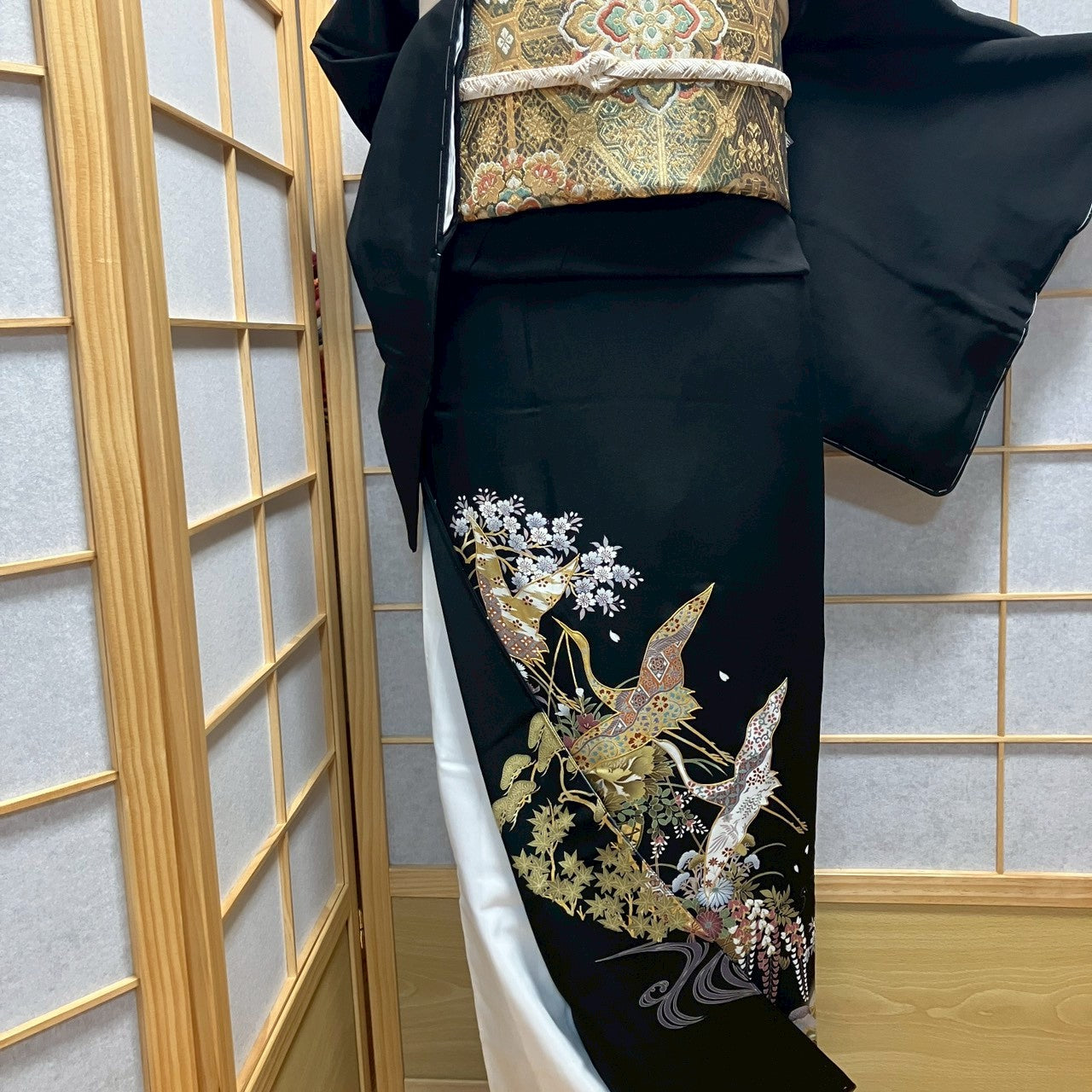 8460# Japanese Tomesode Kimono Vintage Womens Silk Fabric Robe Kimono only sold
