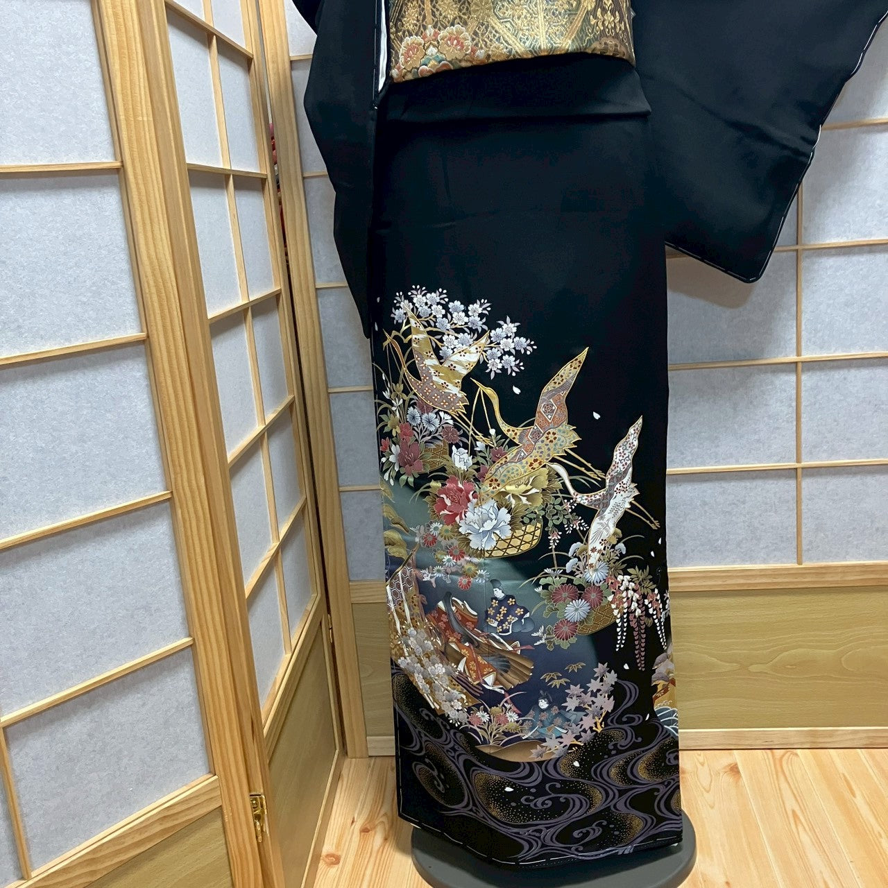 8460# Japanese Tomesode Kimono Vintage Womens Silk Fabric Robe Kimono only sold