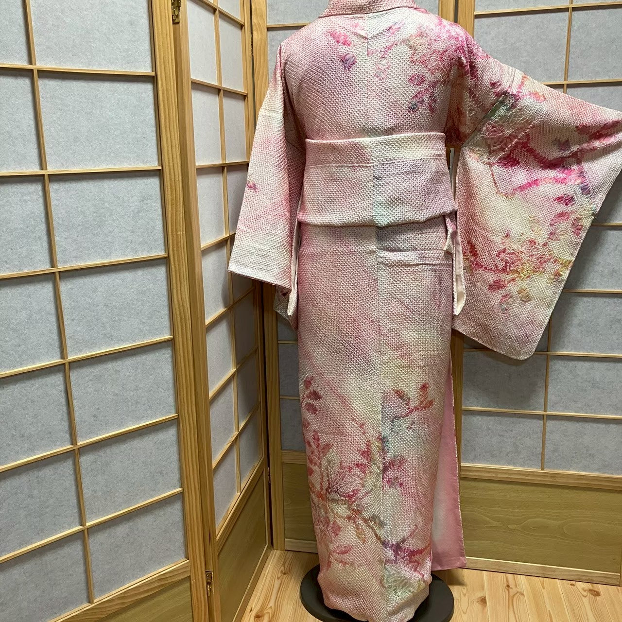 8196# Japanese Kimono Vintage Womens Silk Fabric Robe Kimono only sold Shibori