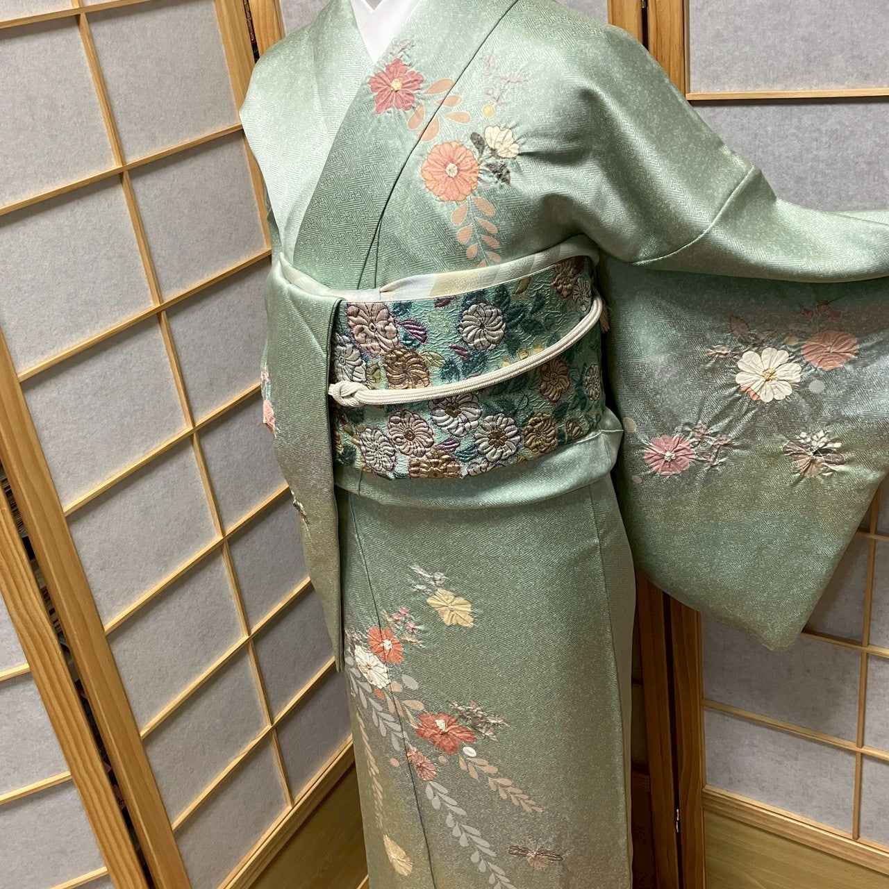 8452# Japanese Kimono Vintage Womens Silk Fabric Robe Kimono only sold Shibori