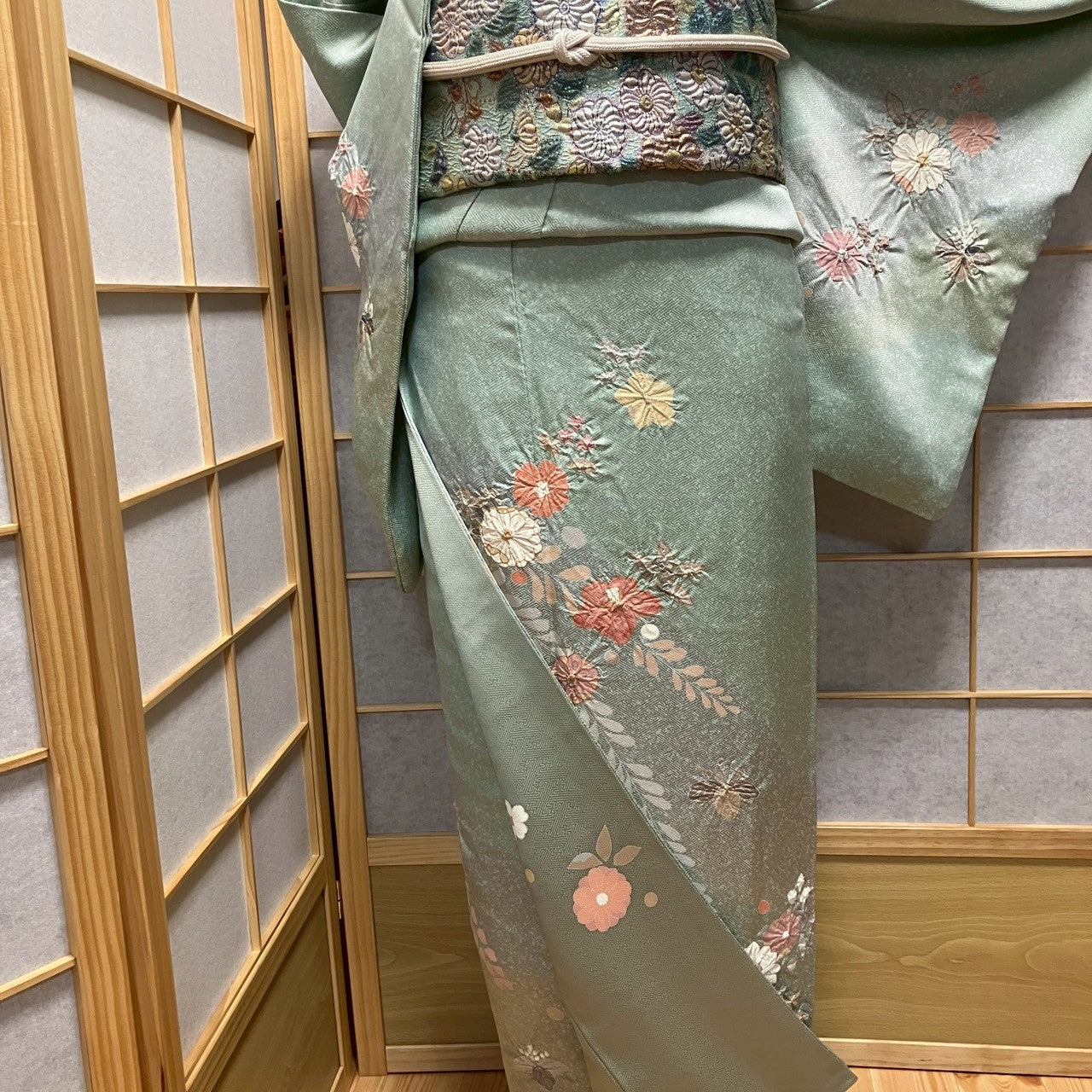 8452# Japanese Kimono Vintage Womens Silk Fabric Robe Kimono only sold Shibori