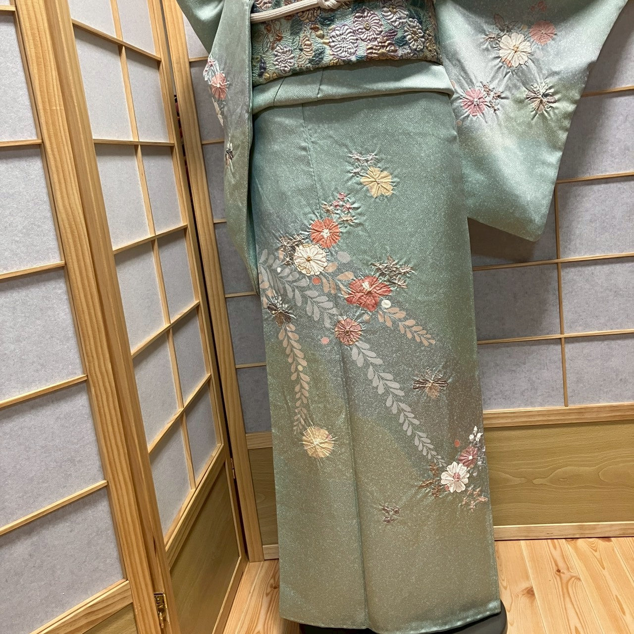 8452# Japanese Kimono Vintage Womens Silk Fabric Robe Kimono only sold Shibori