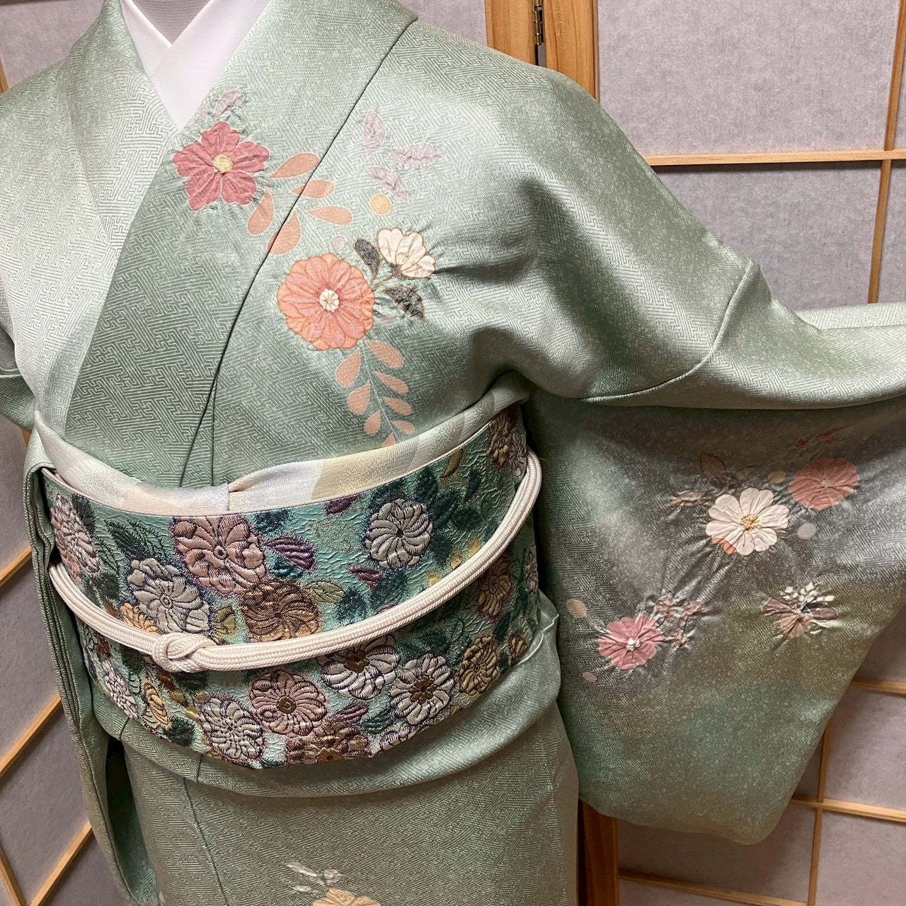 8452# Japanese Kimono Vintage Womens Silk Fabric Robe Kimono only sold Shibori
