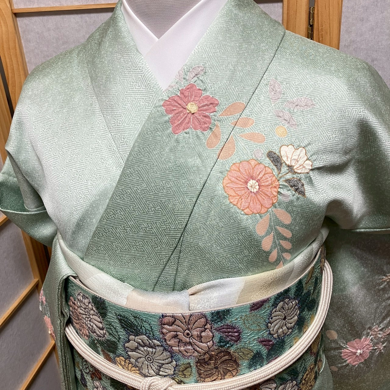 8452# Japanese Kimono Vintage Womens Silk Fabric Robe Kimono only sold Shibori