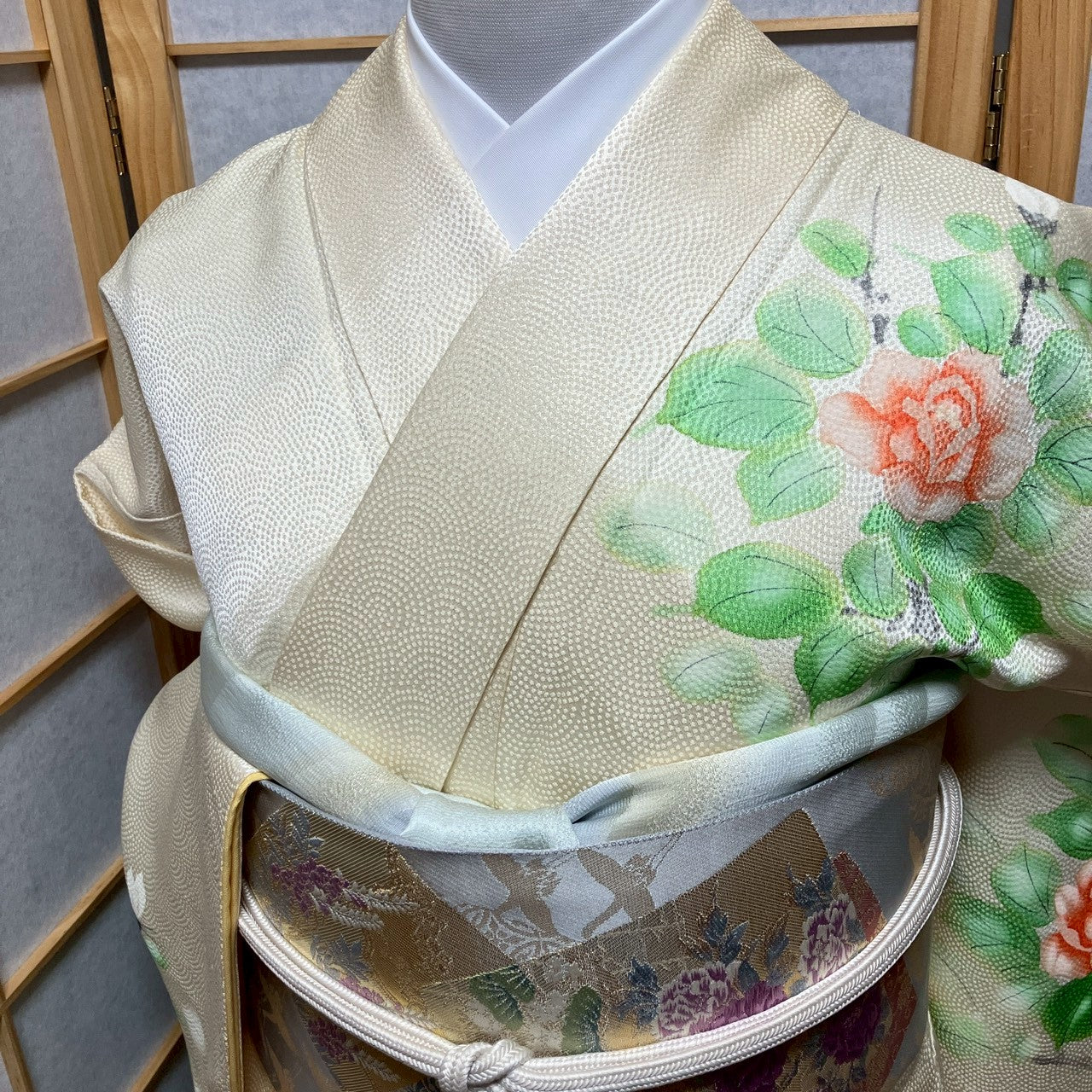 8454# Japanese Kimono Vintage Womens Silk Fabric Robe Kimono only sold