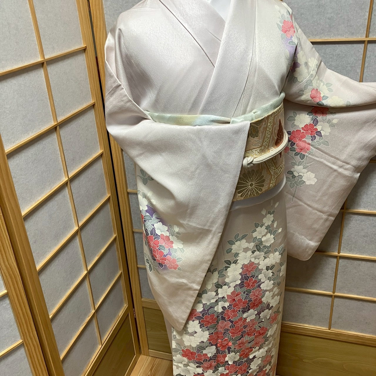 8455# Japanese Kimono Vintage Womens Silk Fabric Robe Kimono only sold