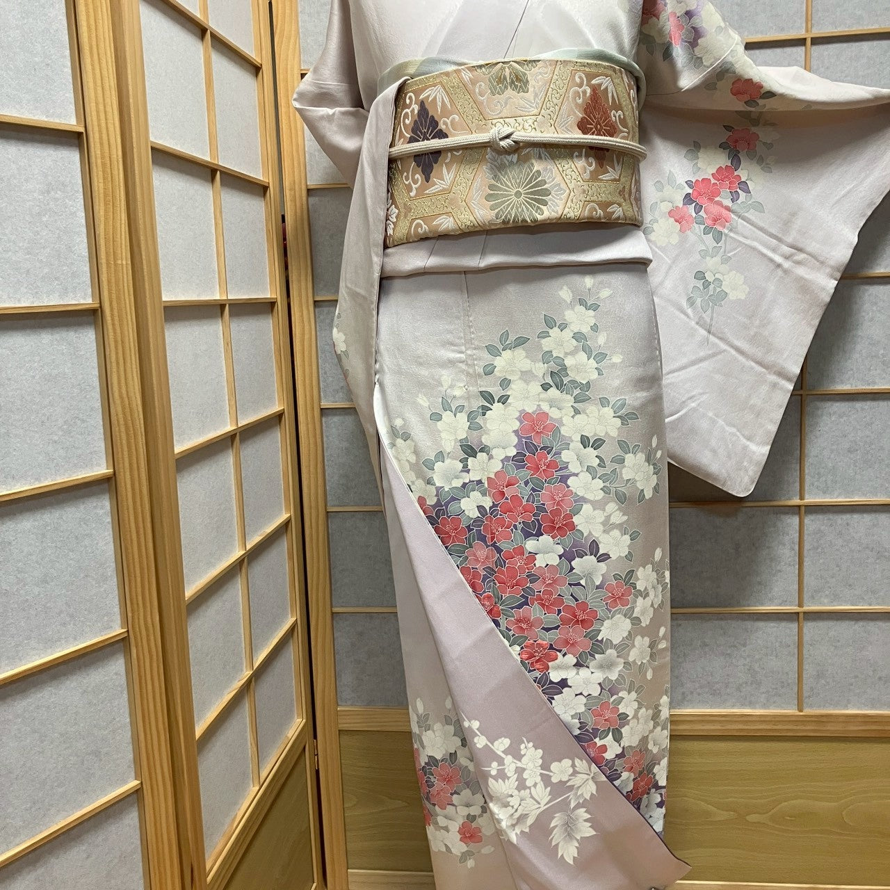 8455# Japanese Kimono Vintage Womens Silk Fabric Robe Kimono only sold