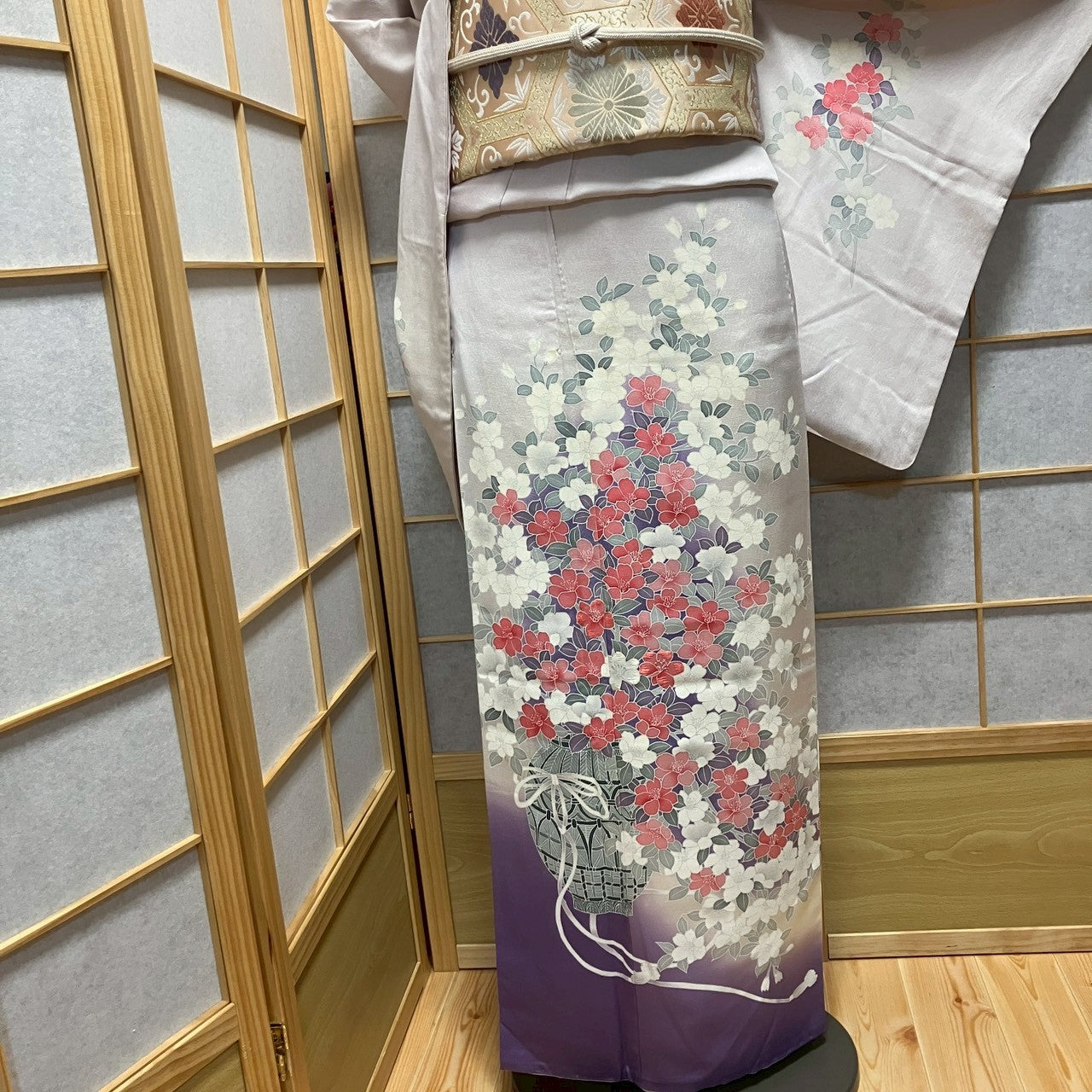 8455# Japanese Kimono Vintage Womens Silk Fabric Robe Kimono only sold