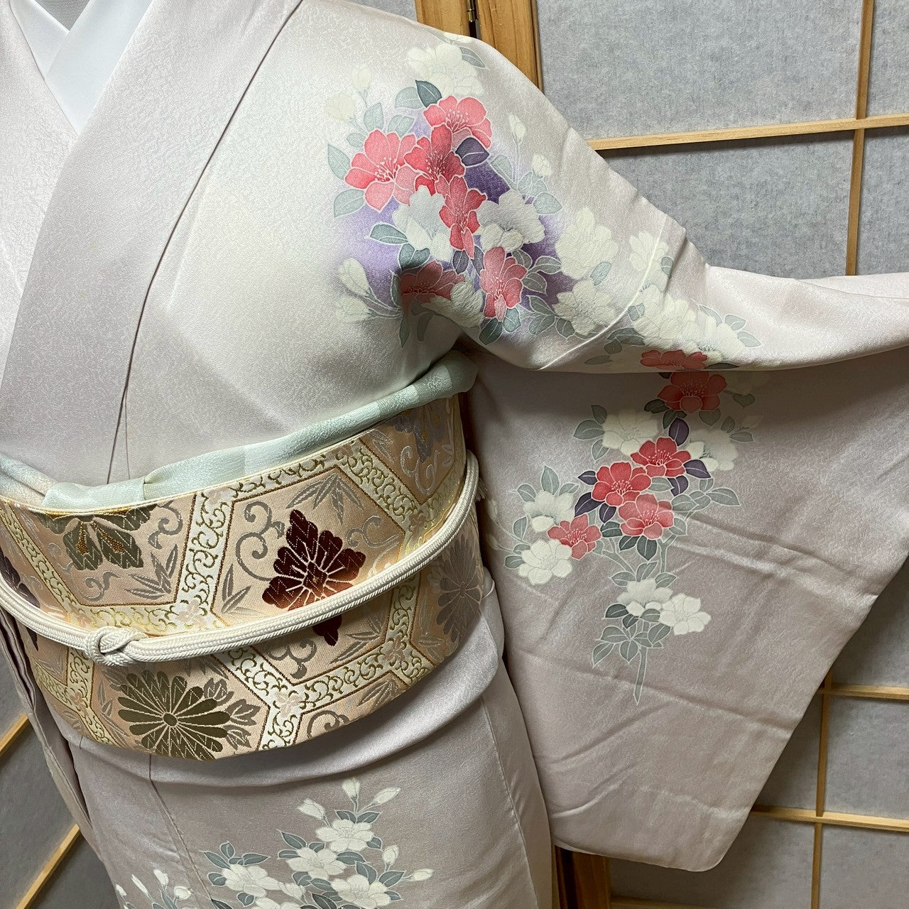 8455# Japanese Kimono Vintage Womens Silk Fabric Robe Kimono only sold