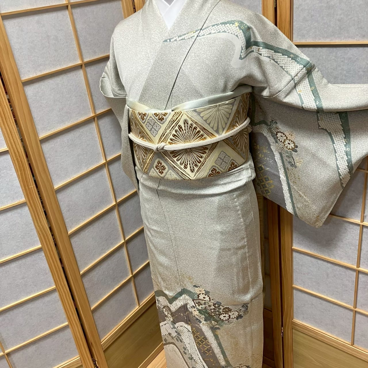 8490# Japanese Kimono only sold Vintage Womens Silk Fabric Robe Unlined kimono