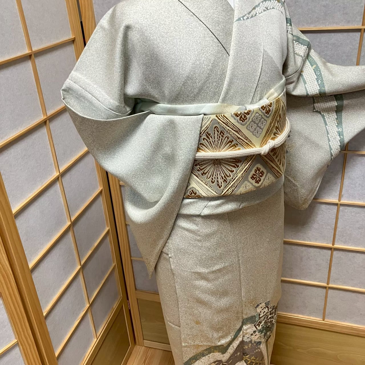 8490# Japanese Kimono only sold Vintage Womens Silk Fabric Robe Unlined kimono